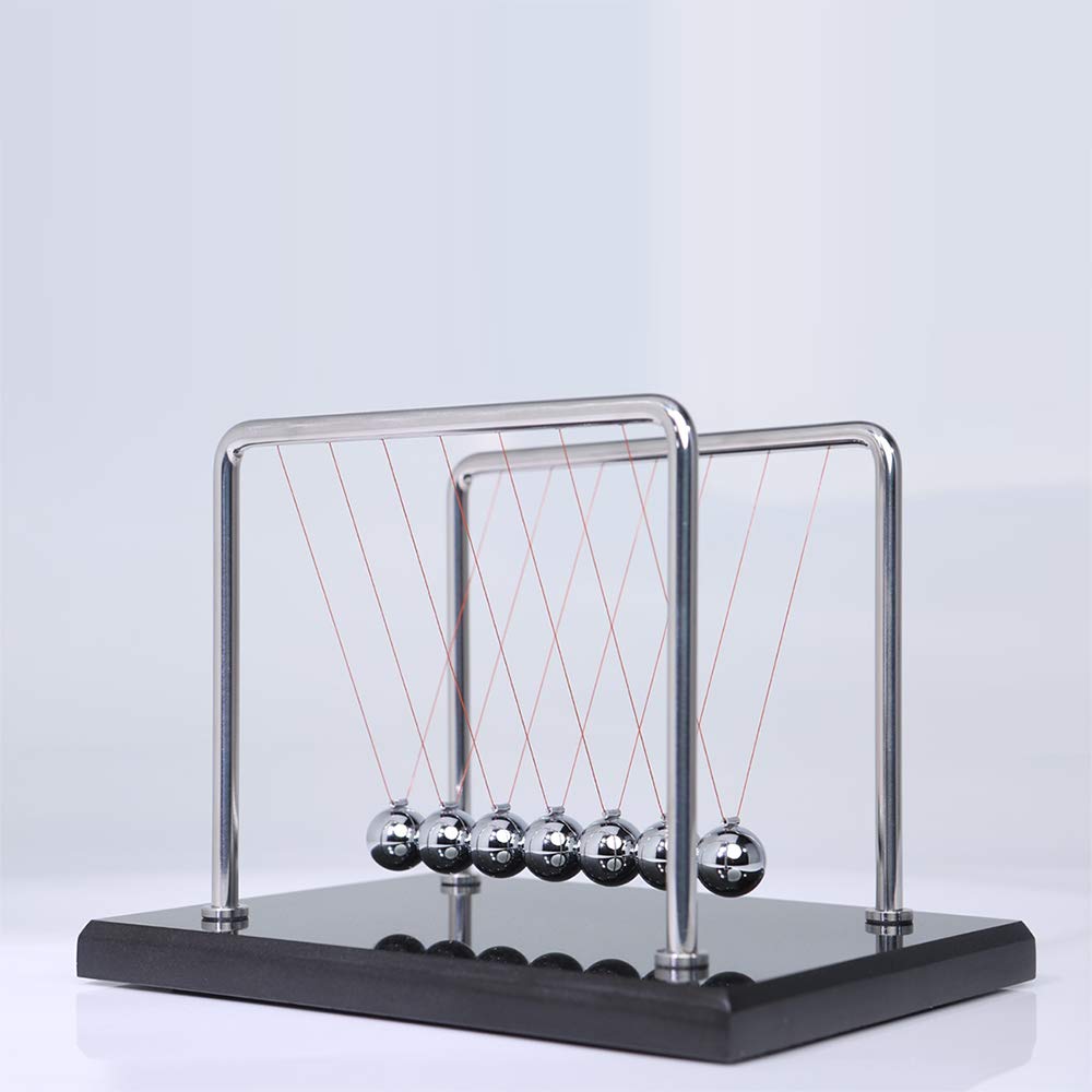 CERROPI Newton Cradle Balance Balls - 7-Ball Pendulum with Marble Base | Desk Toys