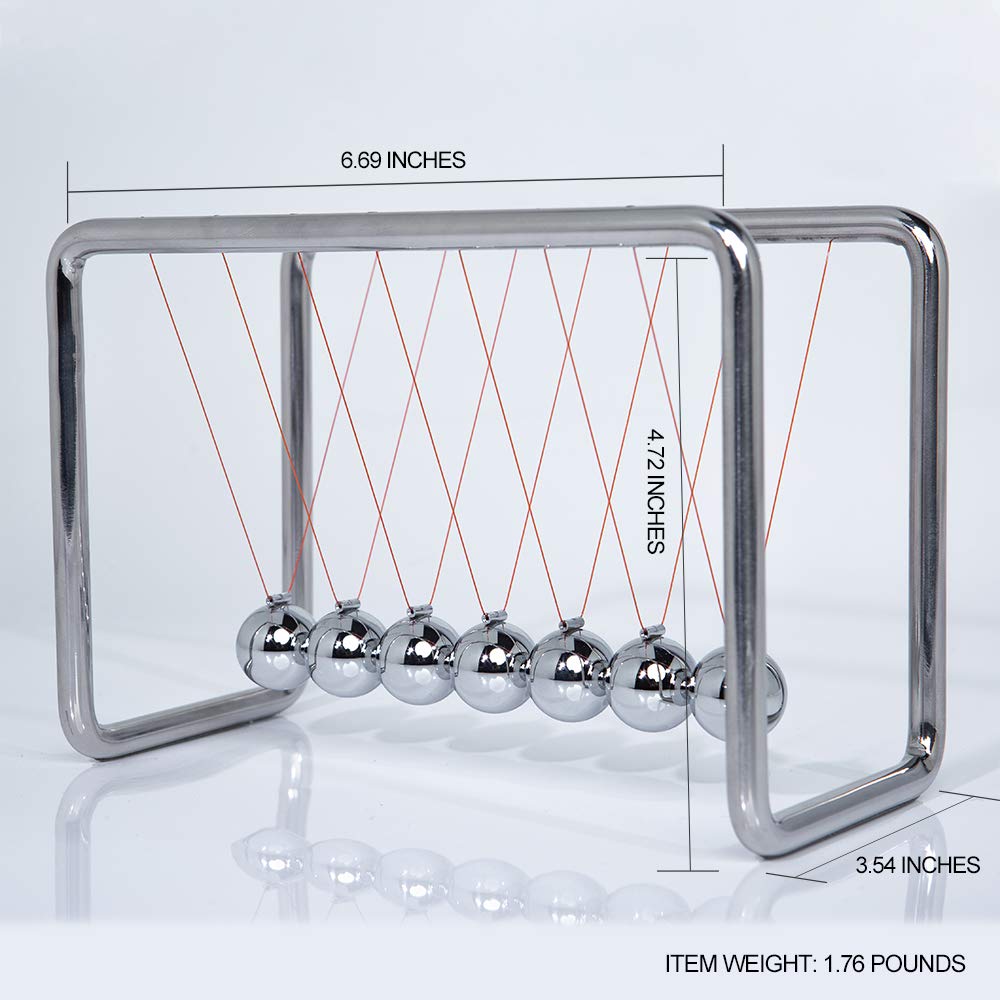 CERROPI Newtons Cradle Pendulum with 7 Balls | 30+ Sec Swing Time – Desk Toys & Office Gadgets
