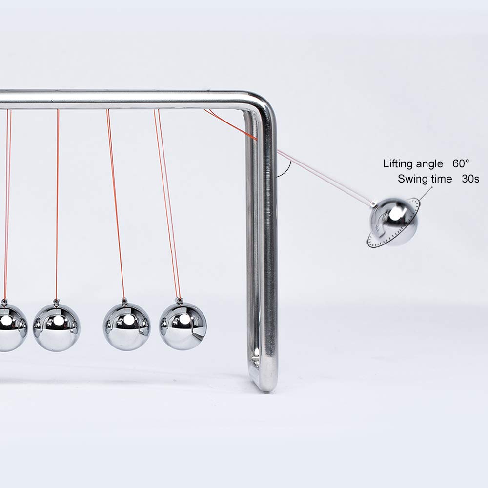 CERROPI Newtons Cradle Pendulum with 7 Balls | 30+ Sec Swing Time – Desk Toys & Office Gadgets