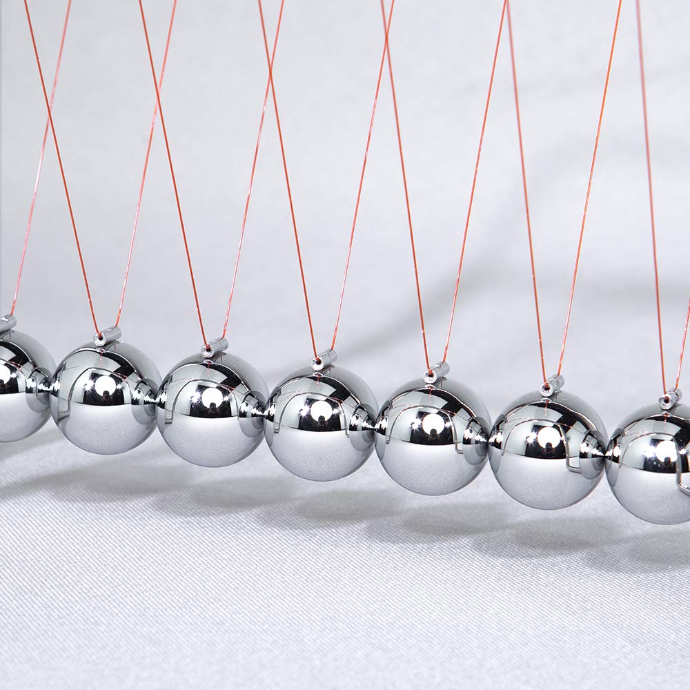CERROPI Newtons Cradle Pendulum with 7 Balls | 30+ Sec Swing Time – Desk Toys & Office Gadgets