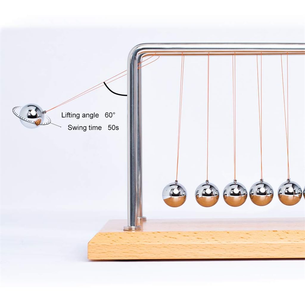 CERROPI Large Newton's Cradle Pendulum – 7 Balls | 50s+ Swing | Beech Base