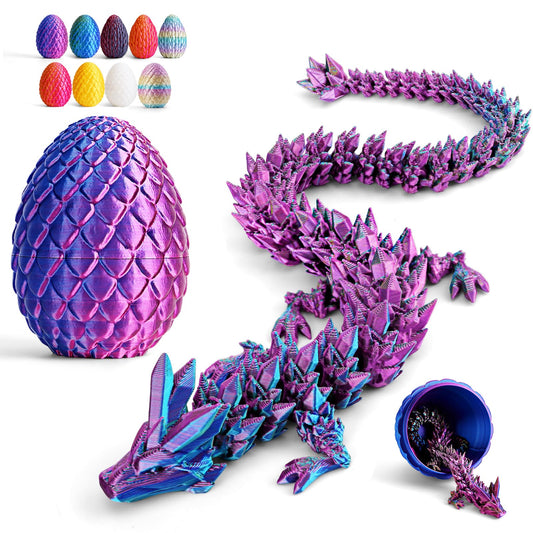 Cessfle 12-inch Prefilled Easter Dragon Eggs with 3D-Printed Dragons Inside | Articulated Crystal Fidget Toy