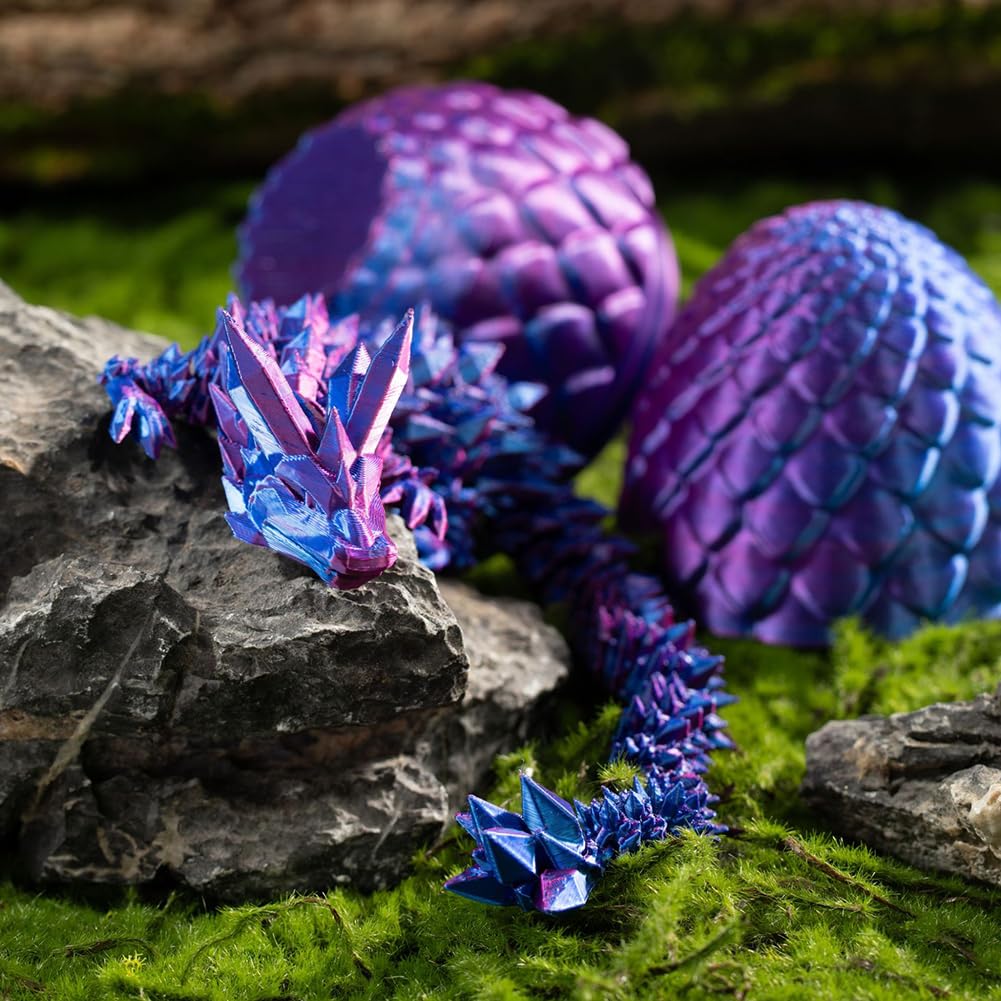 Cessfle 12-inch Prefilled Easter Dragon Eggs with 3D-Printed Dragons Inside | Articulated Crystal Fidget Toy