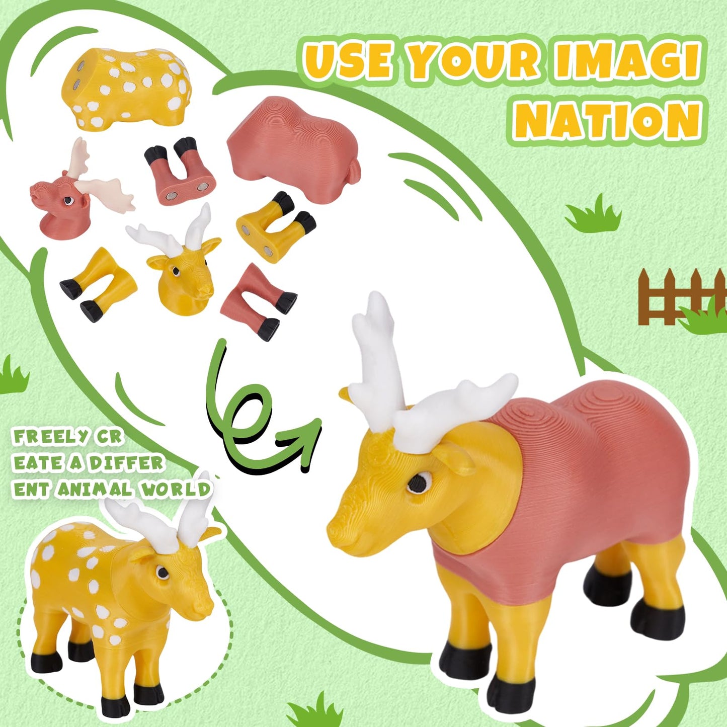 Cessfle 40-Piece Magnetic Farm Animals Toys Set | Educational 3D Printed Animals for Kids