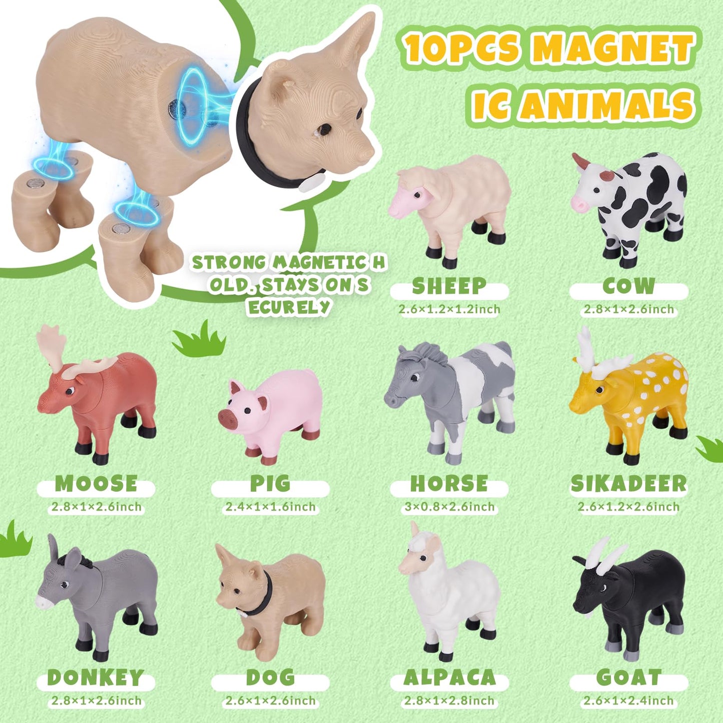 Cessfle 40-Piece Magnetic Farm Animals Toys Set | Educational 3D Printed Animals for Kids