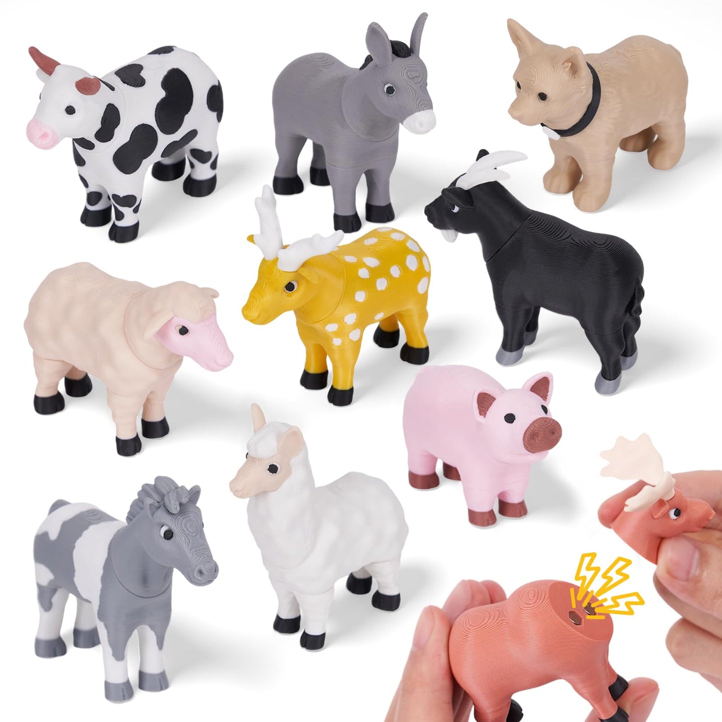 Cessfle 40-Piece Magnetic Farm Animals Toys Set | Educational 3D Printed Animals for Kids