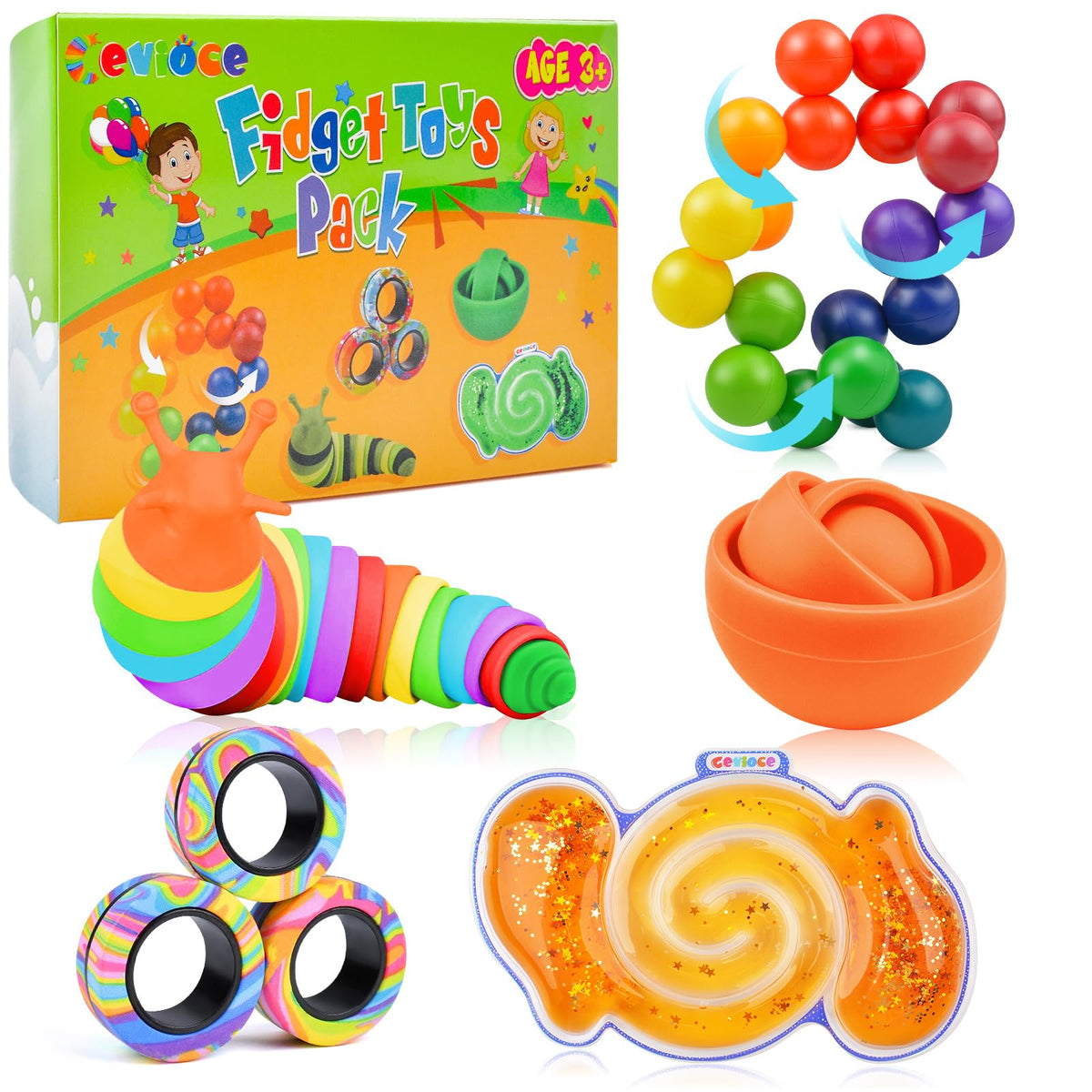 Cevioce 5Pcs Fidget Toys Pack – Sensory Toys for Focus, Stress Relief & Play