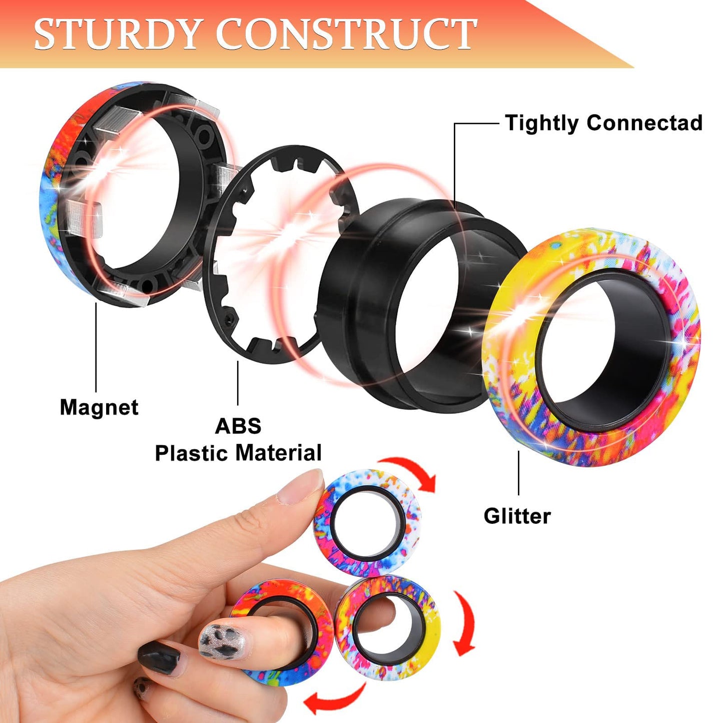 Cevioce 3Pcs Magnetic Rings Fidget Toy Set – Anti-Stress & Focus Aid
