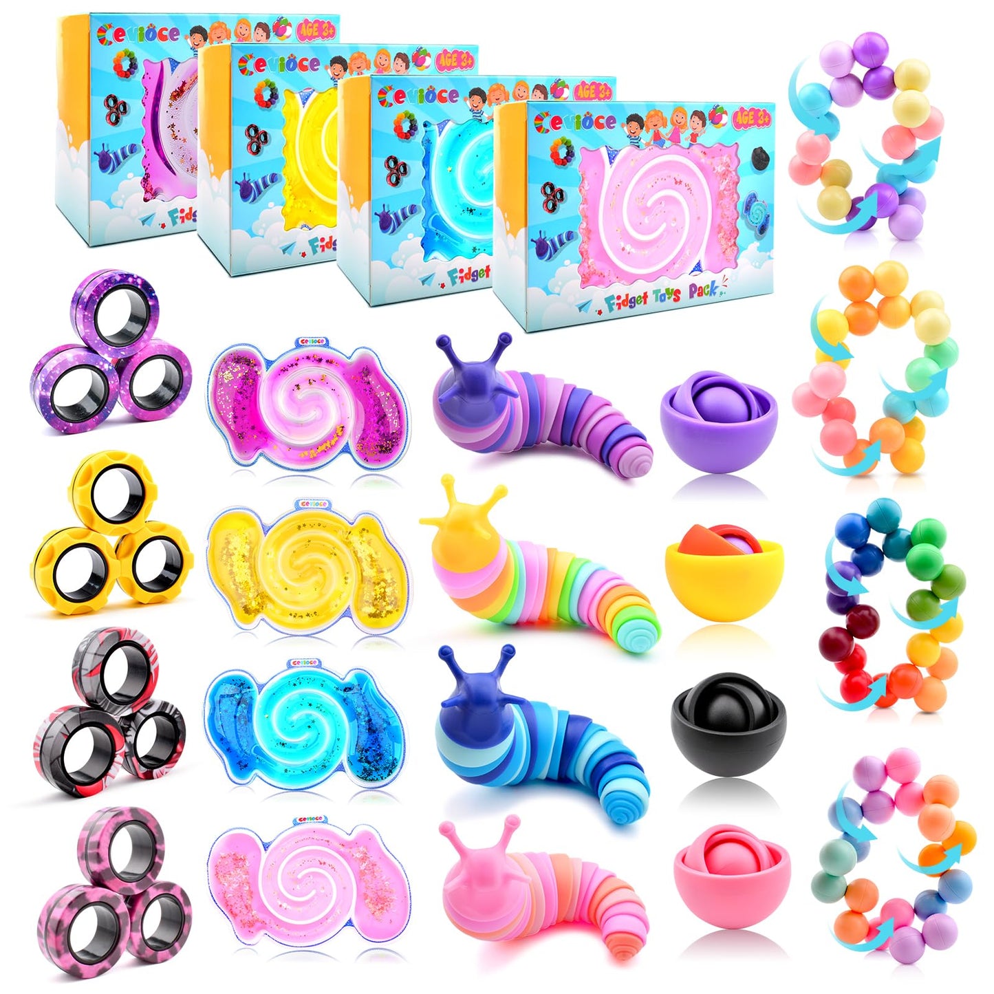 Cevioce 20Pcs Fidget Toys Pack – Sensory Tools for Autism/ADHD, Focus and Calm