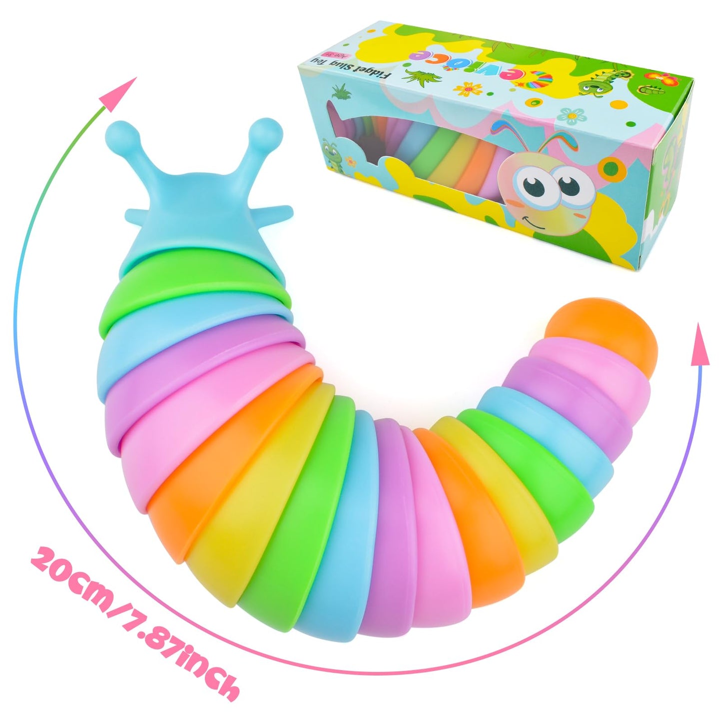 Cevioce 6 Sensory Slug Fidget Toys – Stress Relief, Hand Exercise, Party Favors (Blue)