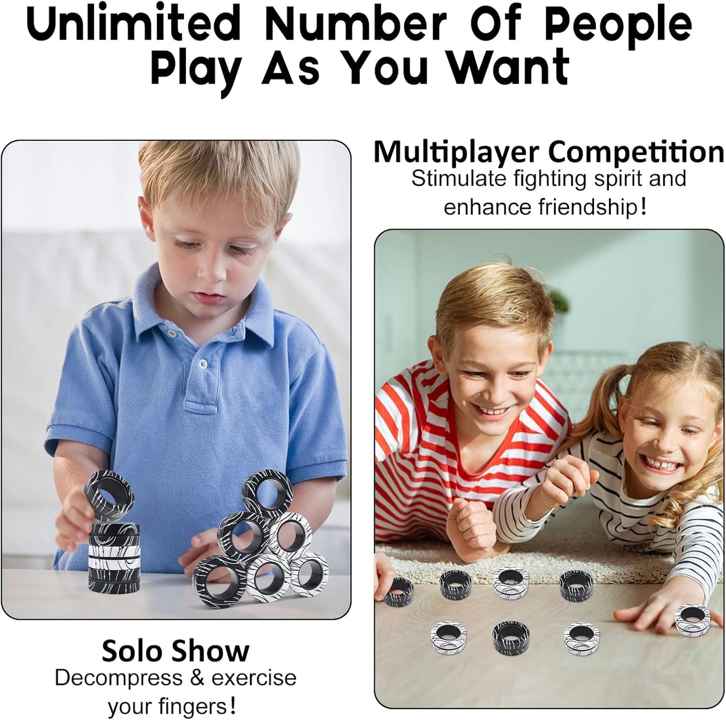 Cevioce 3-Pcs Magnetic Ring Fidget Toy Set – Stress Relief & Focus for Teens & Adults