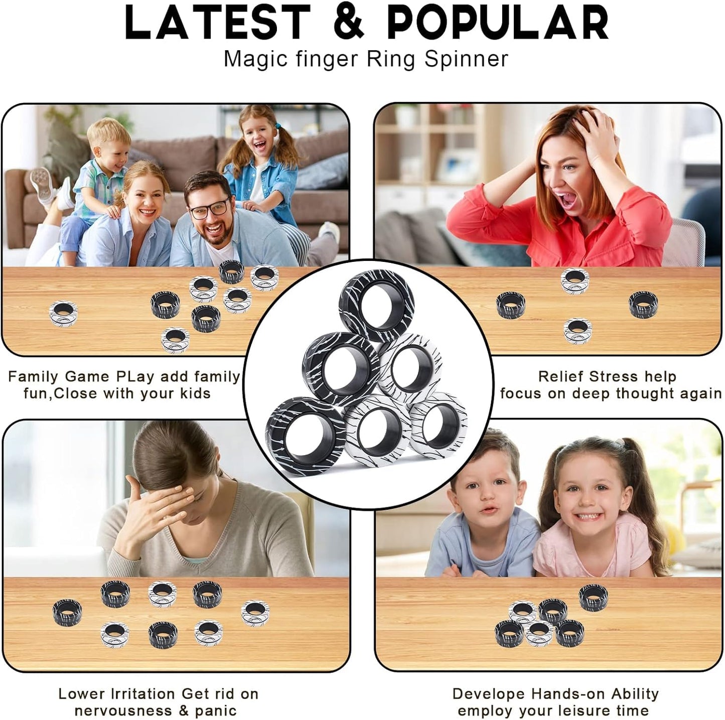 Cevioce 3-Pcs Magnetic Ring Fidget Toy Set – Stress Relief & Focus for Teens & Adults