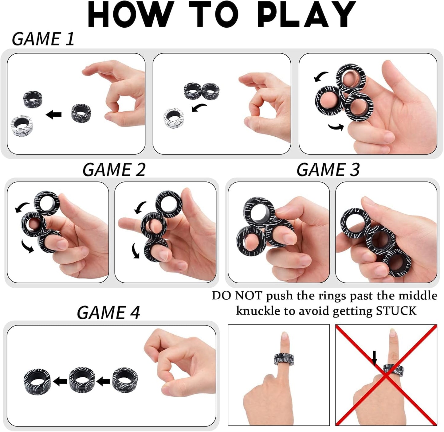 Cevioce 3-Pcs Magnetic Ring Fidget Toy Set – Stress Relief & Focus for Teens & Adults