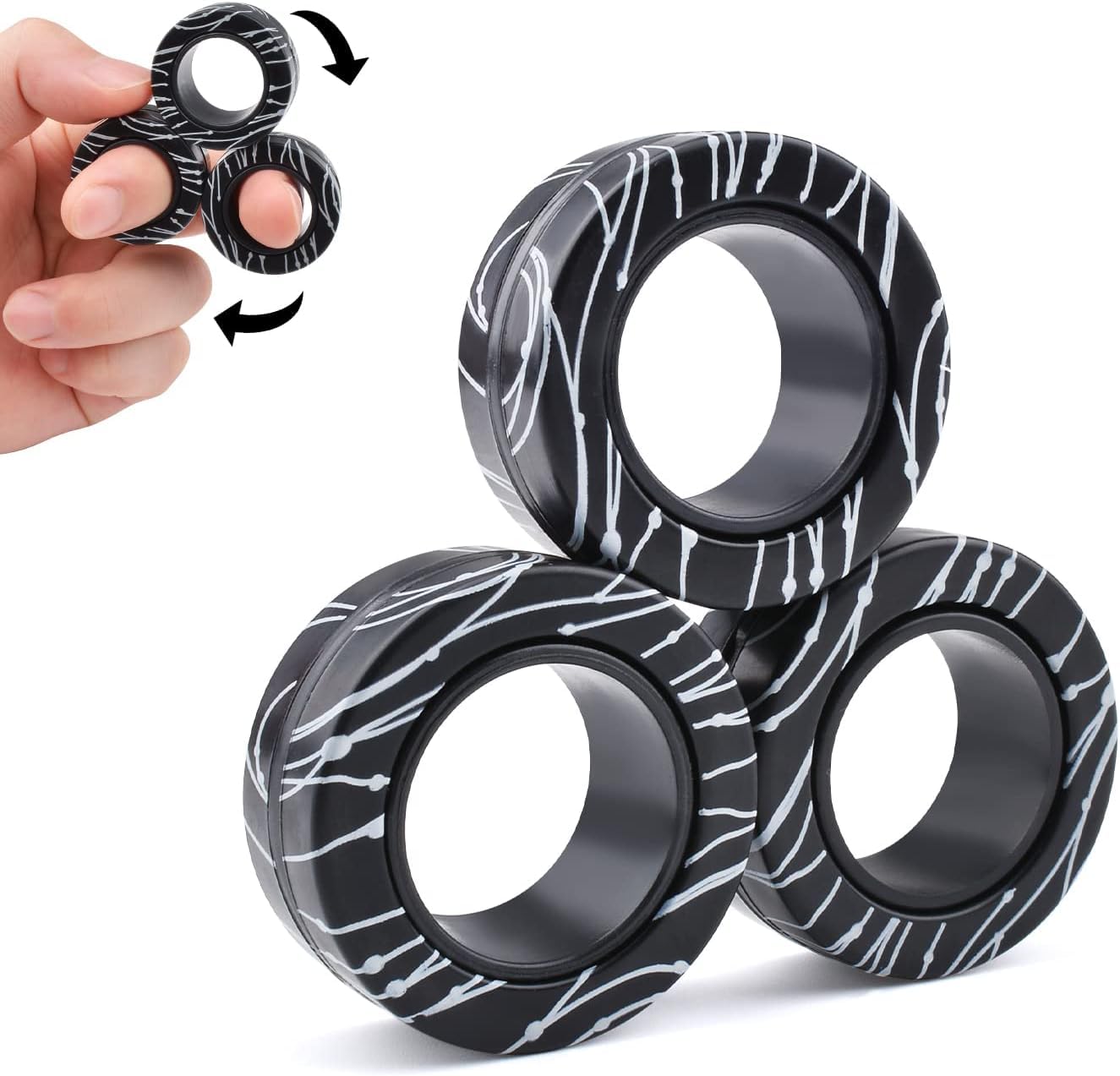 Cevioce 3-Pcs Magnetic Ring Fidget Toy Set – Stress Relief & Focus for Teens & Adults