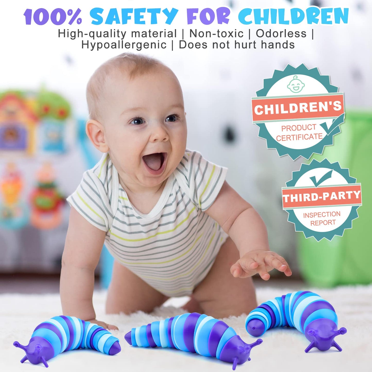 Cevioce Sensory Slug Fidget Toy | Stress Relief & Hand Exercise for All Ages