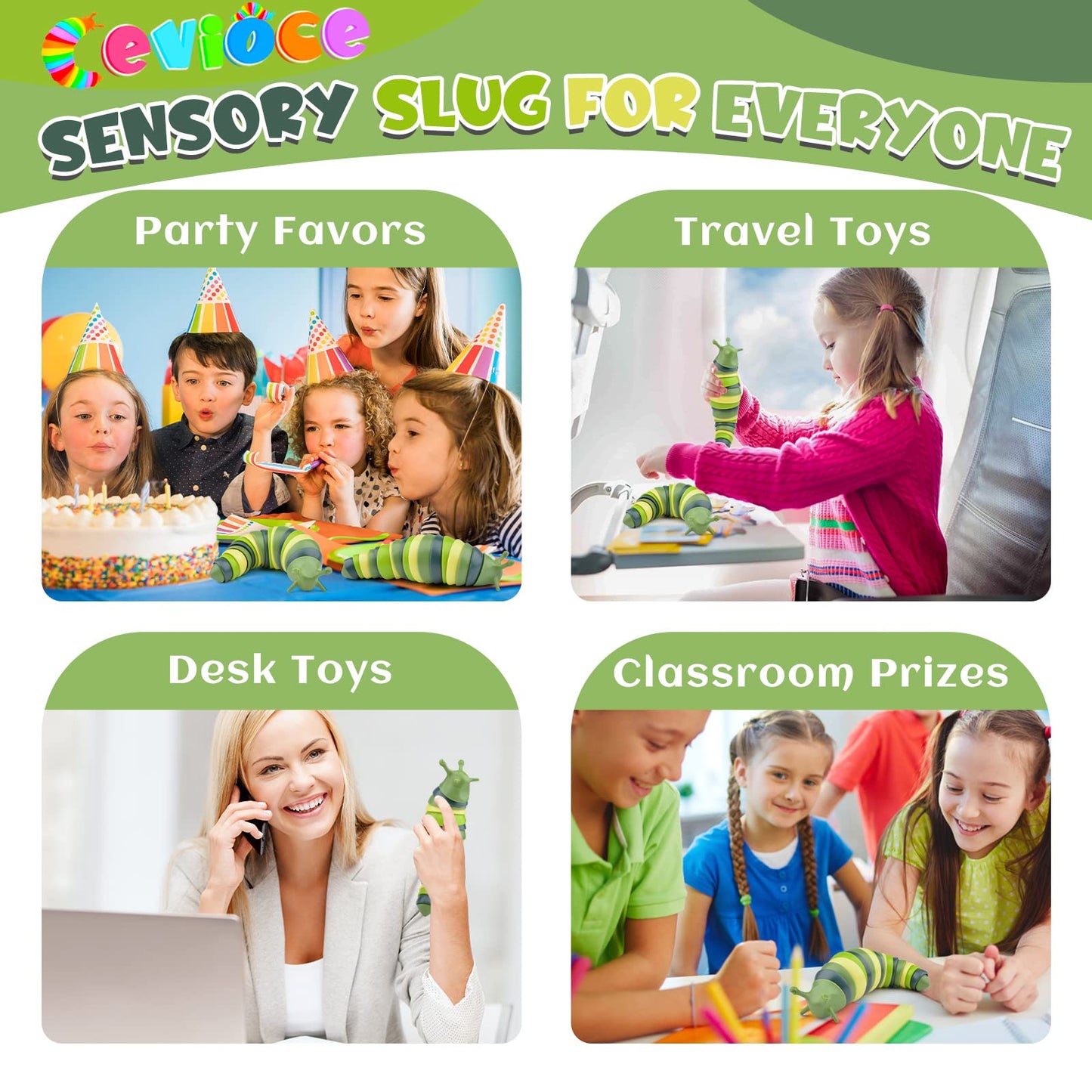 Cevioce Sensory Slug Fidget Toy | Portable Stress Relief for Adults & Kids