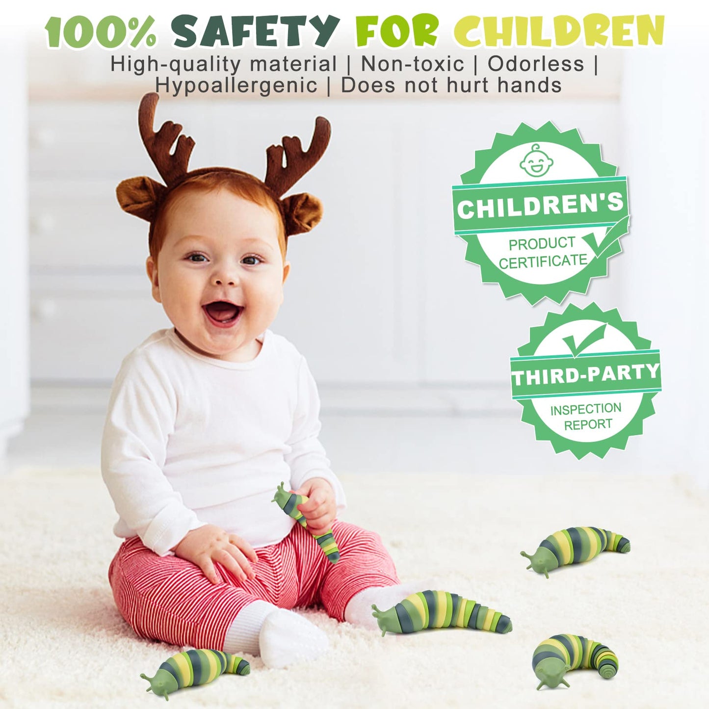 Cevioce Sensory Slug – Mini Fidget Toy for Kids & Adults (Green)