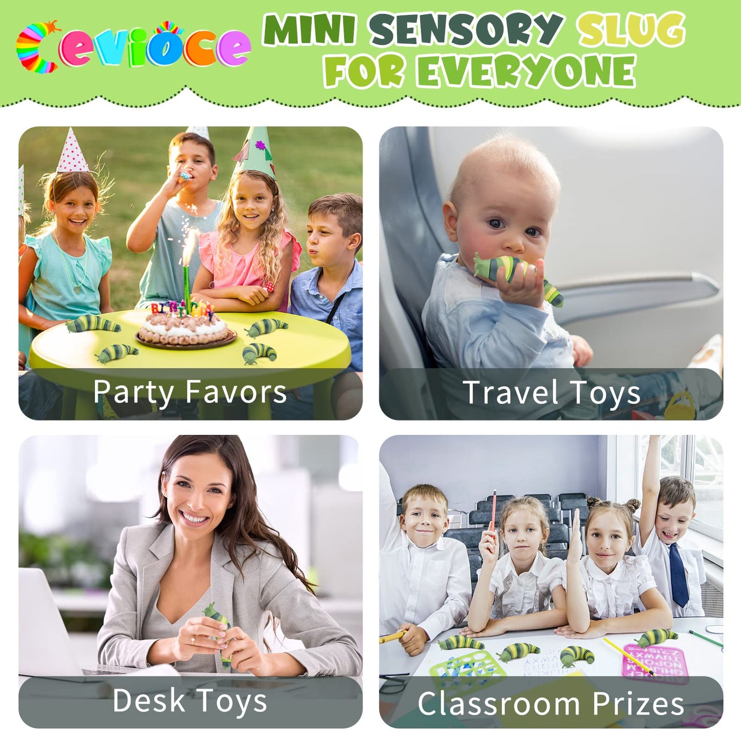 Cevioce Sensory Slug – Mini Fidget Toy for Kids & Adults (Green)