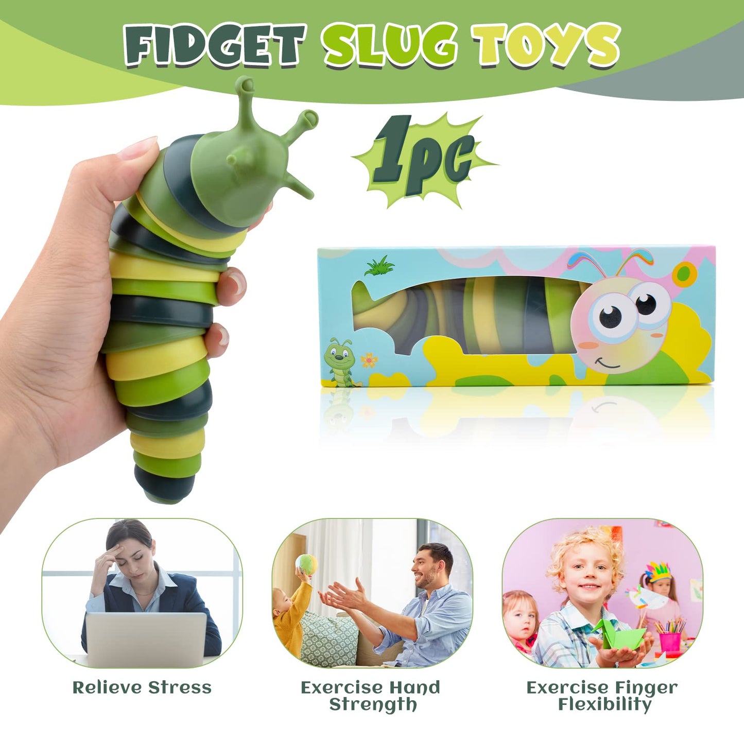 Cevioce Sensory Slug Fidget Toy | Portable Stress Relief for Adults & Kids