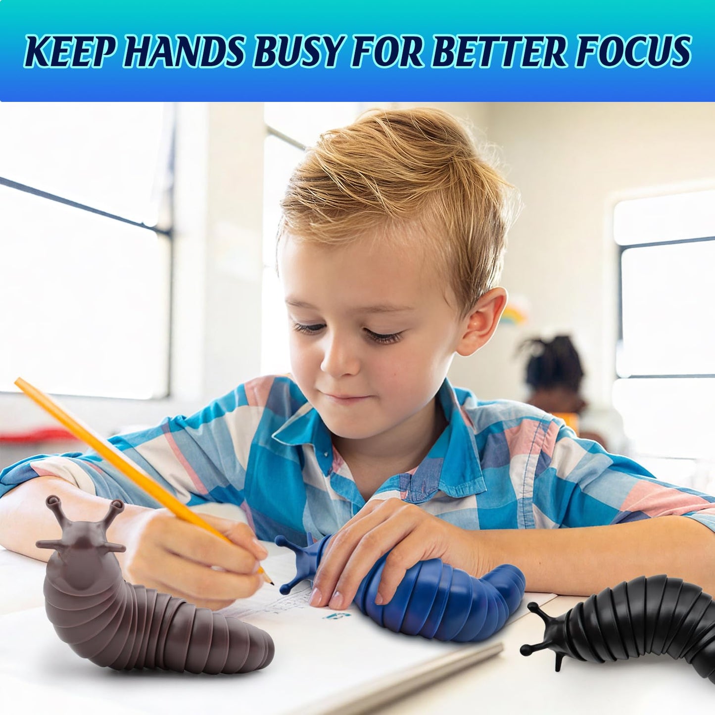 Cevioce Sensory Fidget Slug Toys – 3-Piece Desk Relief for All Ages