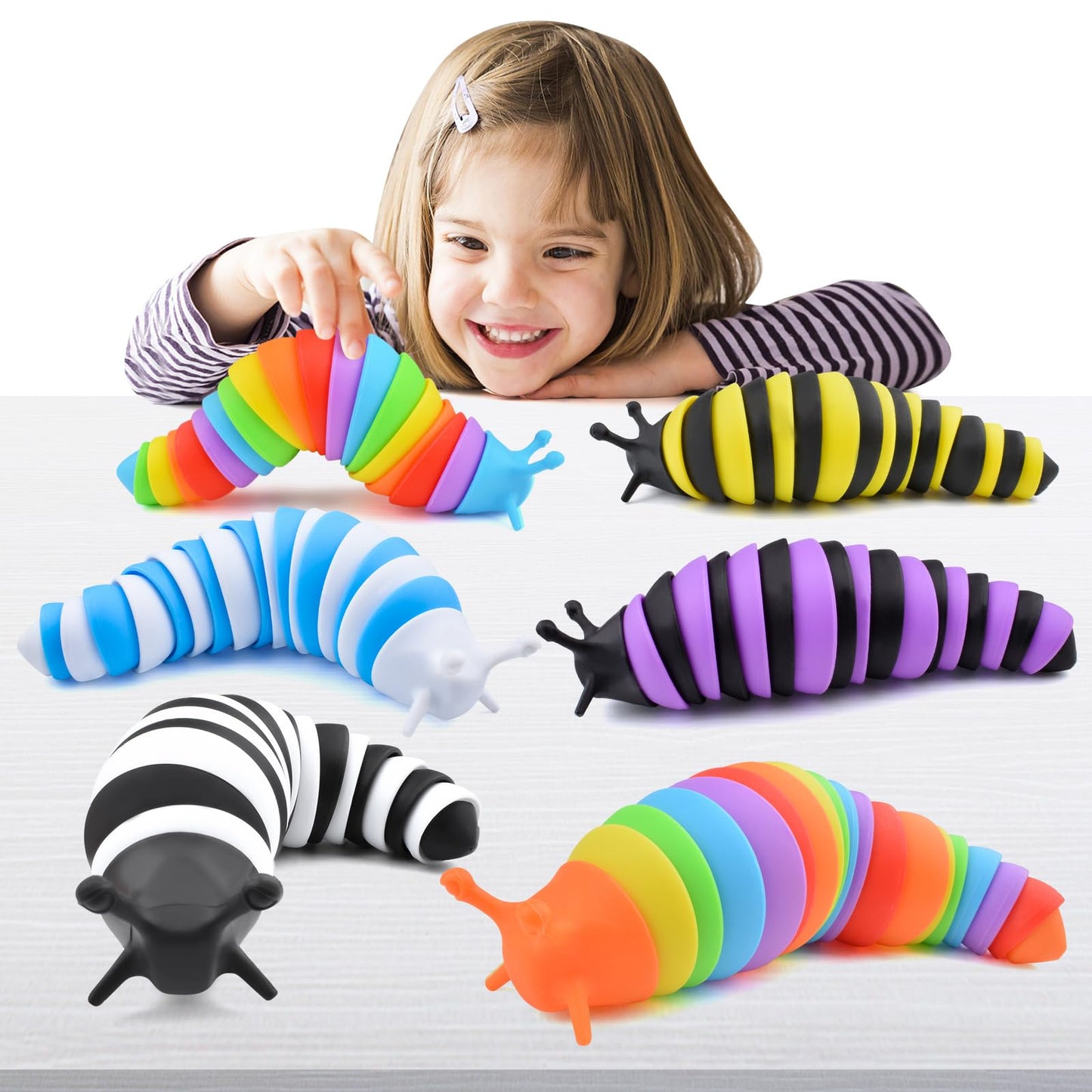 Cevioce Sensory Slug Fidget Toys – 6-Pack for Autism Sensory Play & Party Favors