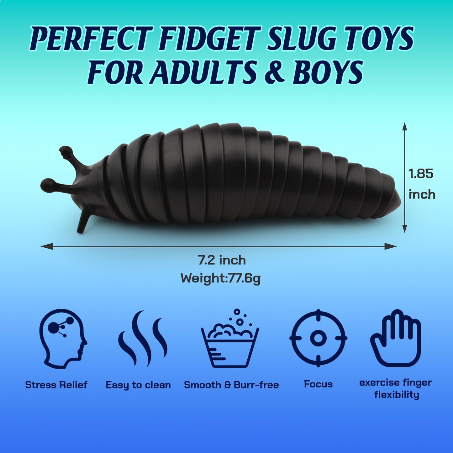 Cevioce Sensory Fidget Slug Toys – 3-Piece Desk Relief for All Ages