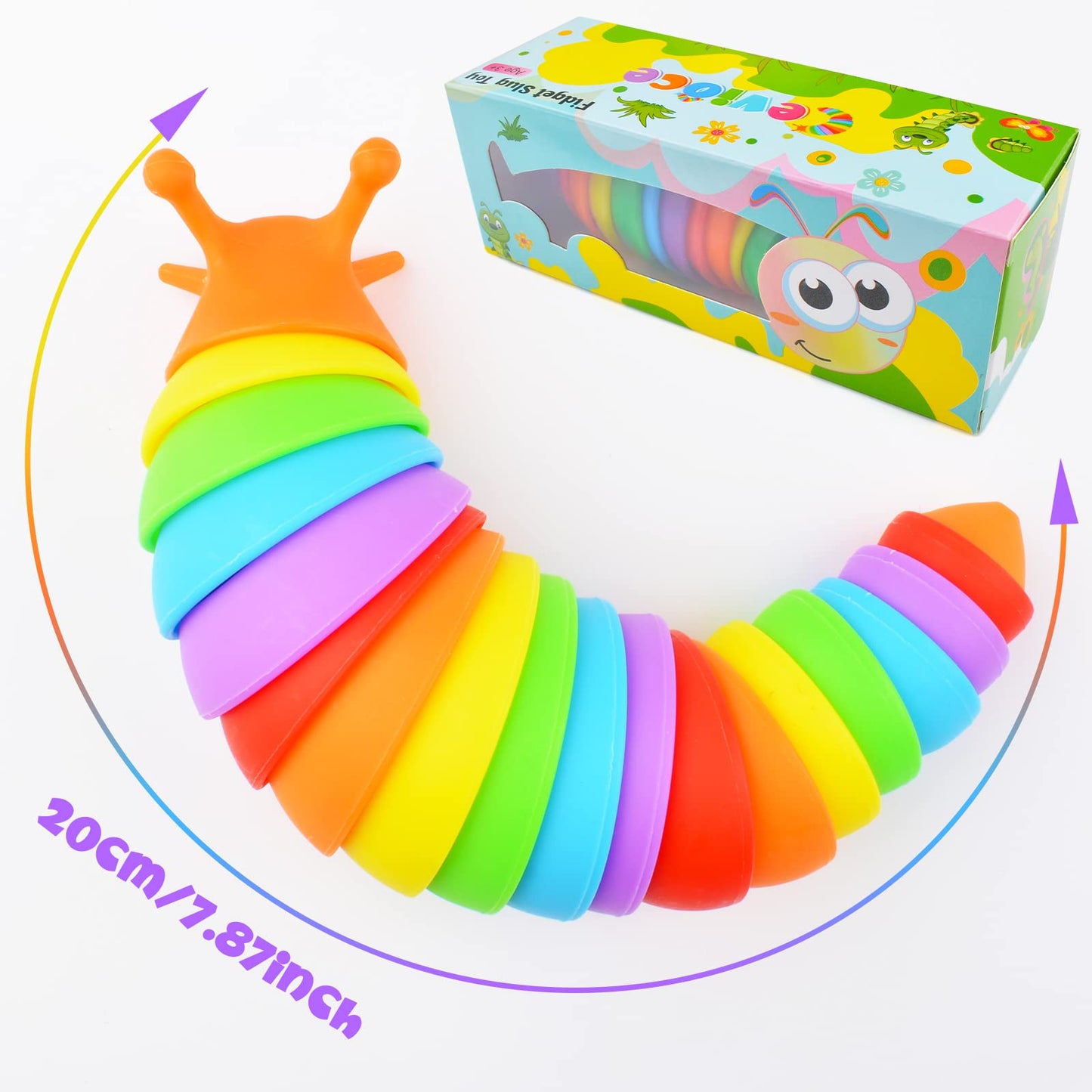 Cevioce Sensory Slug Fidget Toys – 6-Pack for Autism Sensory Play & Party Favors