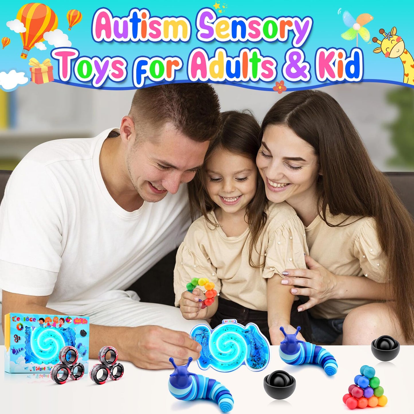 Cevioce 15Pcs Fidget Toys Pack – Sensory Fidgets for Focus, Autism & ADHD, Safe & Non-Toxic