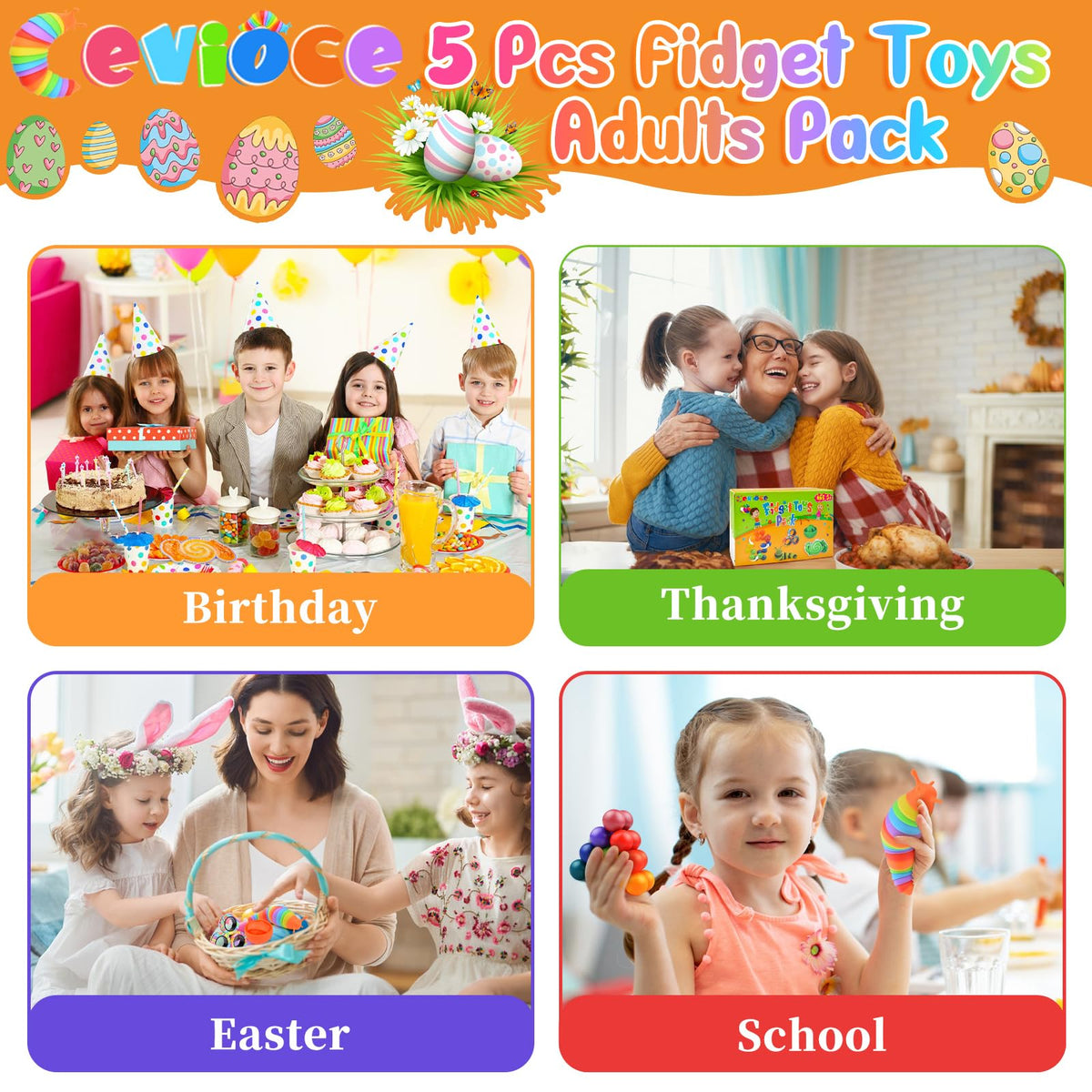 Cevioce 5Pcs Fidget Toys Pack – Sensory Toys for Focus, Stress Relief & Play