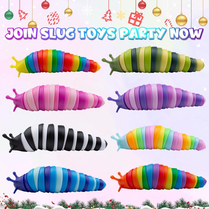 Cevioce 8-Piece Slug Fidget Toys for Anxiety & Focus – Sensory Set, Black