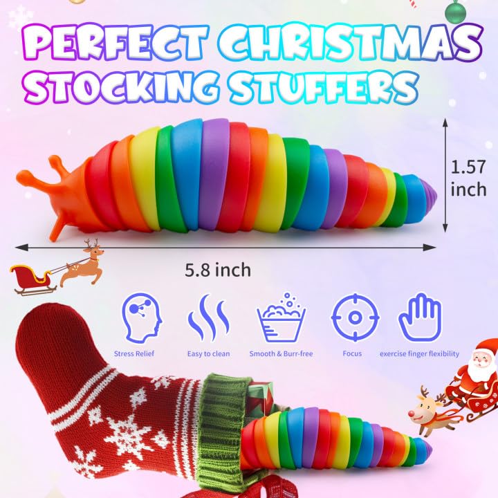 Cevioce 8-Piece Slug Fidget Toys for Anxiety & Focus – Sensory Set, Black