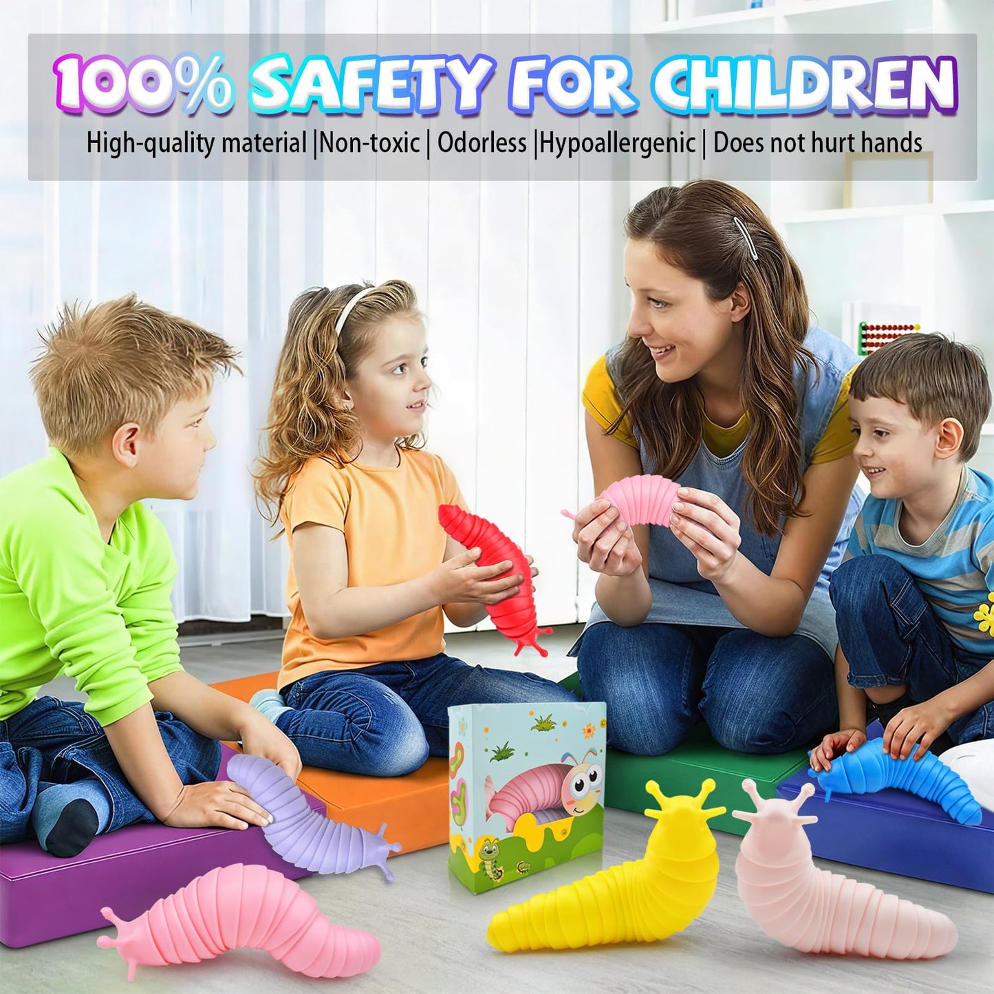 Cevioce Sensory Slug Toy – Valentines Day Gifts for Kids & Adults | Fidget Stress Relief Toy