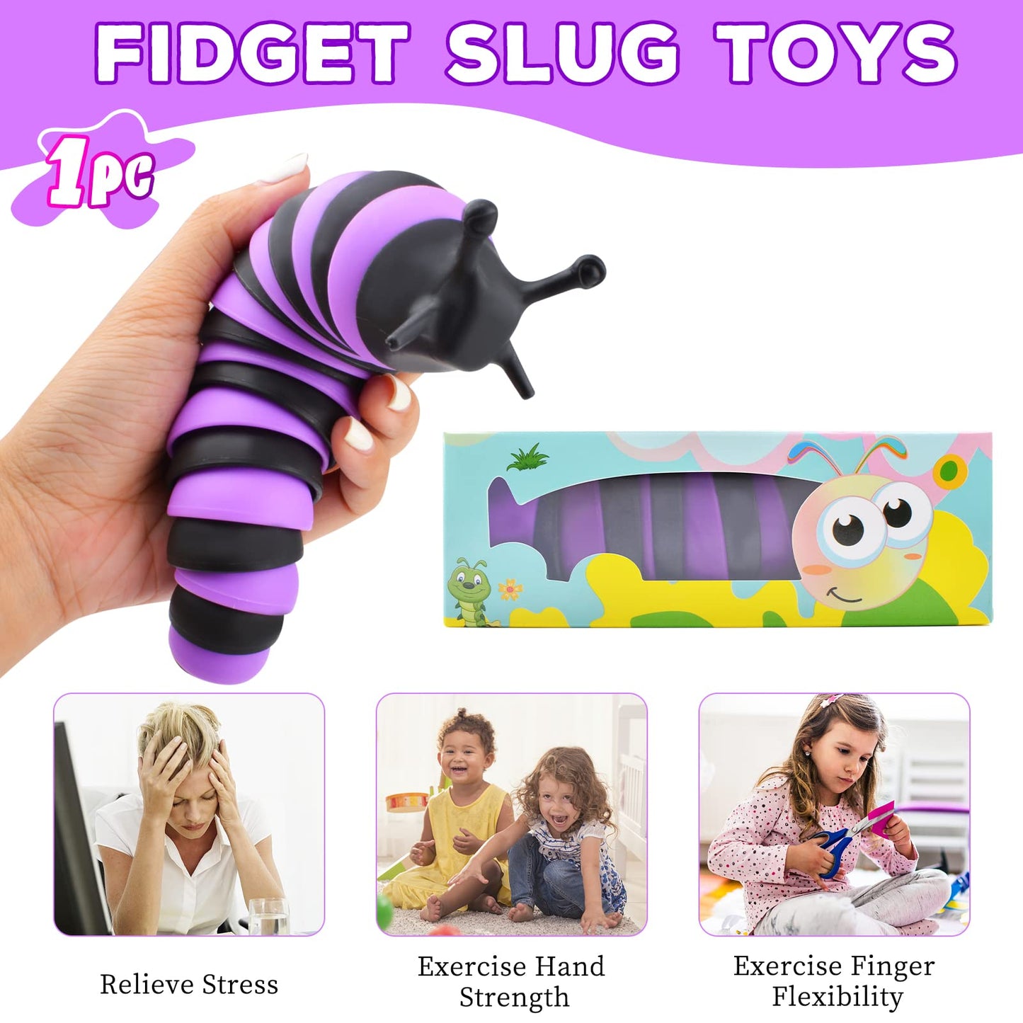 Cevioce Fidget Slug Toy – Sensory Slug for Kids & Adults (1 PC)