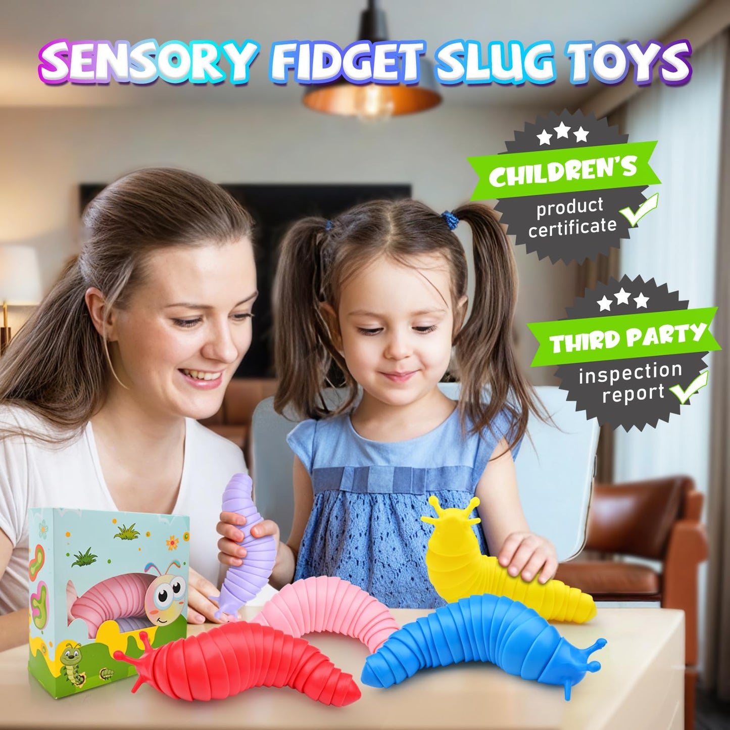Cevioce Sensory Slug Toy – Valentines Day Gifts for Kids & Adults | Fidget Stress Relief Toy
