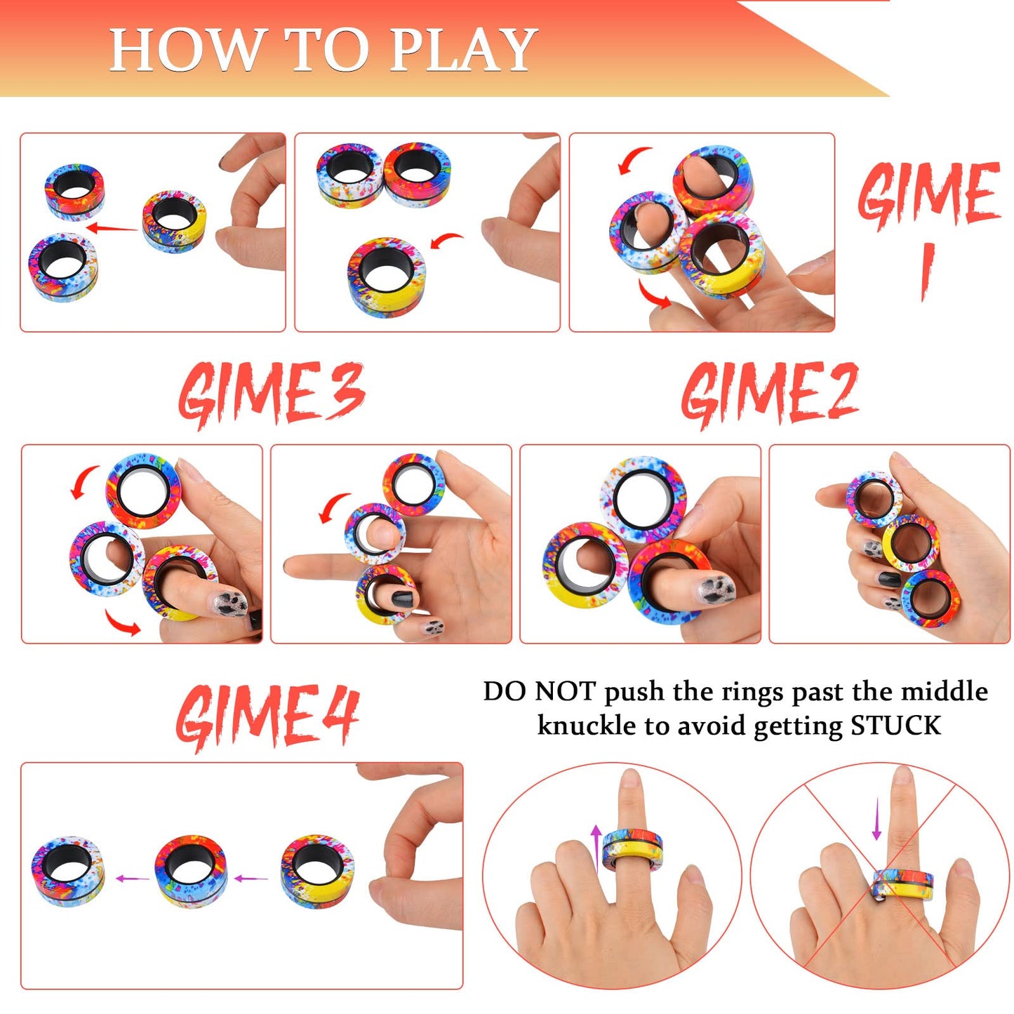 Cevioce 3Pcs Magnetic Rings Fidget Toy Set – Anti-Stress & Focus Aid