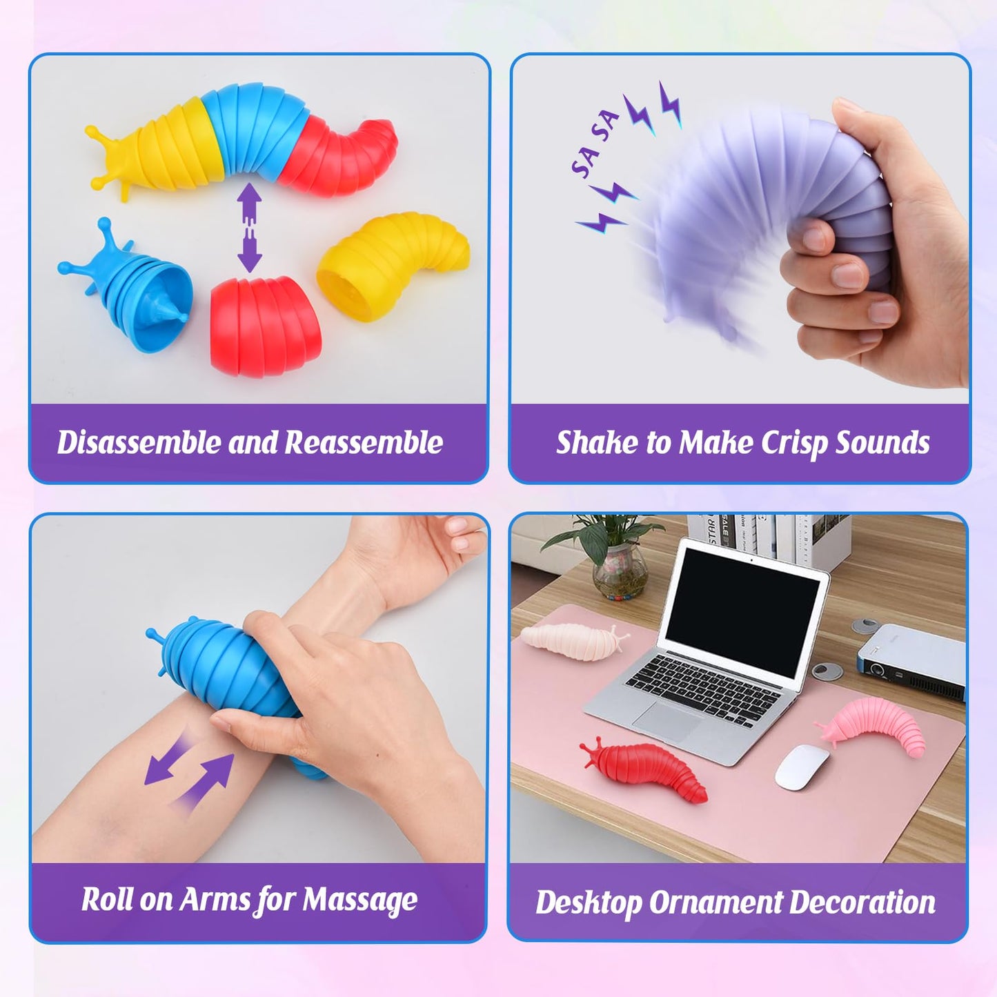 Cevioce Sensory Slug Toy – Valentines Day Gifts for Kids & Adults | Fidget Stress Relief Toy