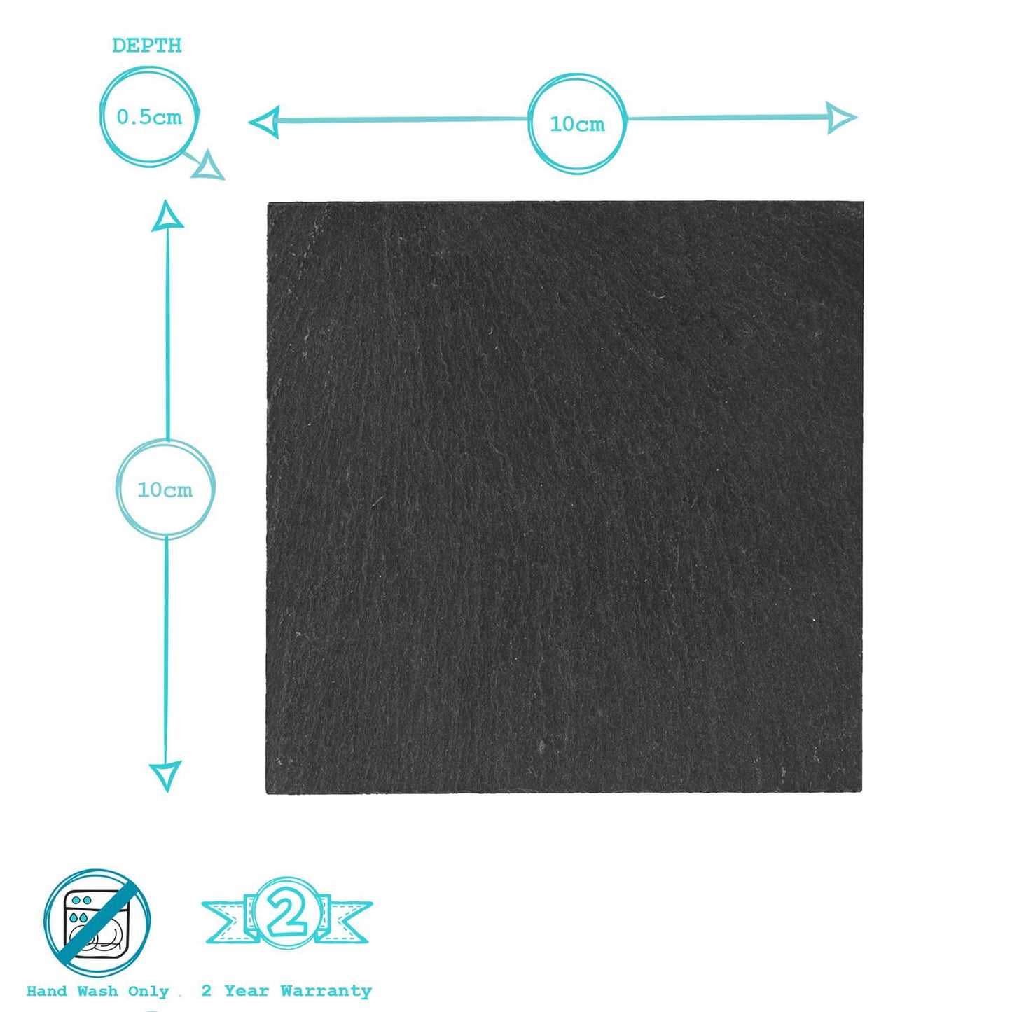 Black Square Linea Slate Coasters - Pack of Six