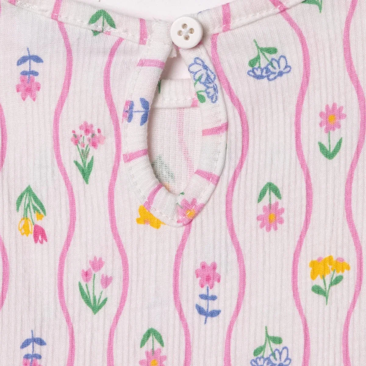 HelloBaby Girls Dress Ditsy Flower Crew Neck Short Sleeve - Ecru Printed