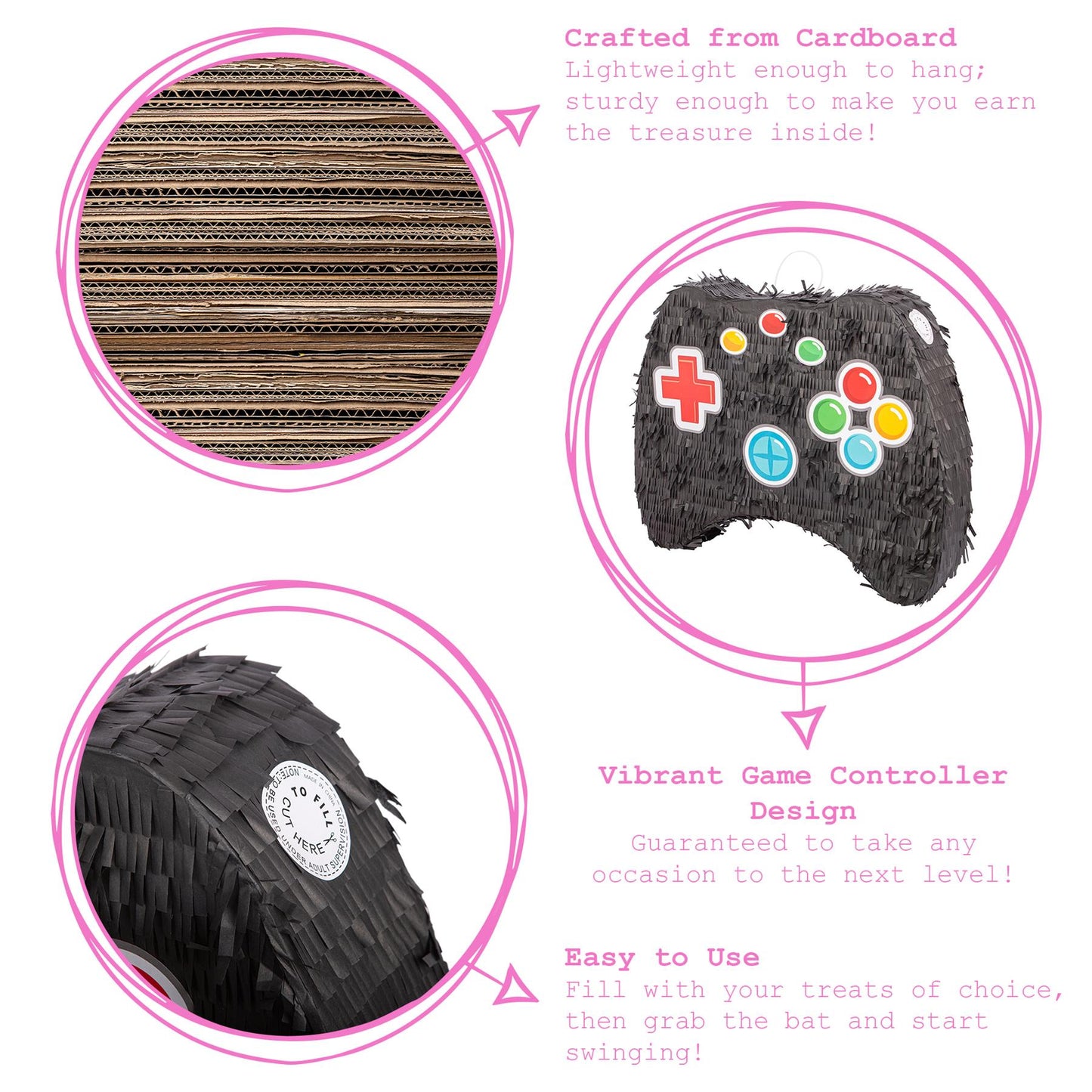 3pc Game Controller Large Pinata Set with Stick & Blindfold
