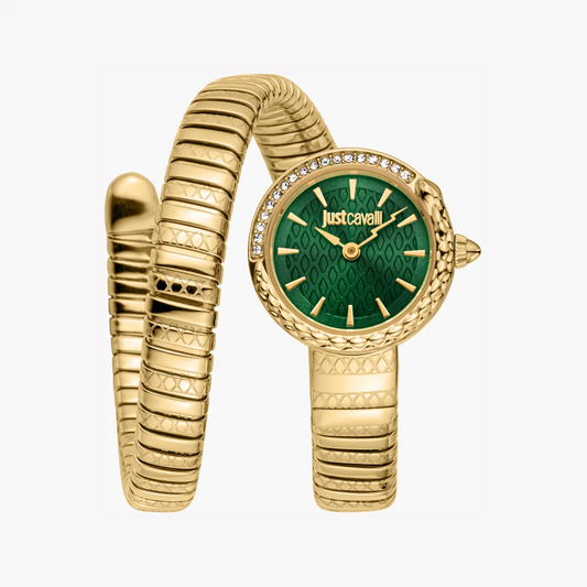 Just Cavalli Women's Gold Watch, Dark Green Dial | Jc1l301m0035