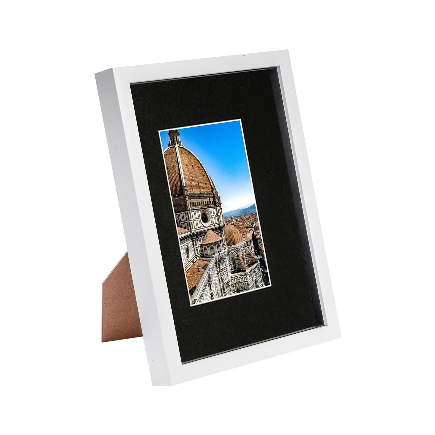 White A4 (8" x 12") 3D Shadow Box Frame with A5 Mount
