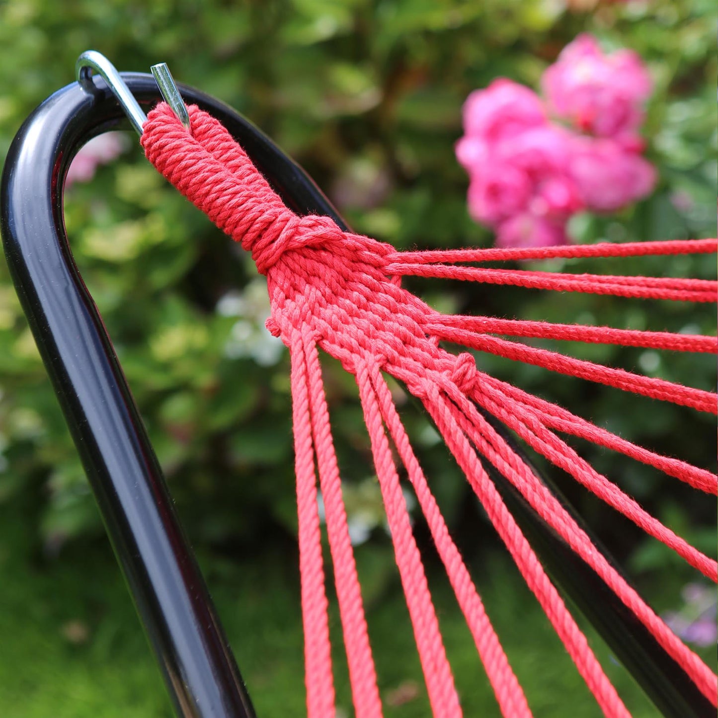 Deluxe Cotton Garden Hammock with Metal Stand