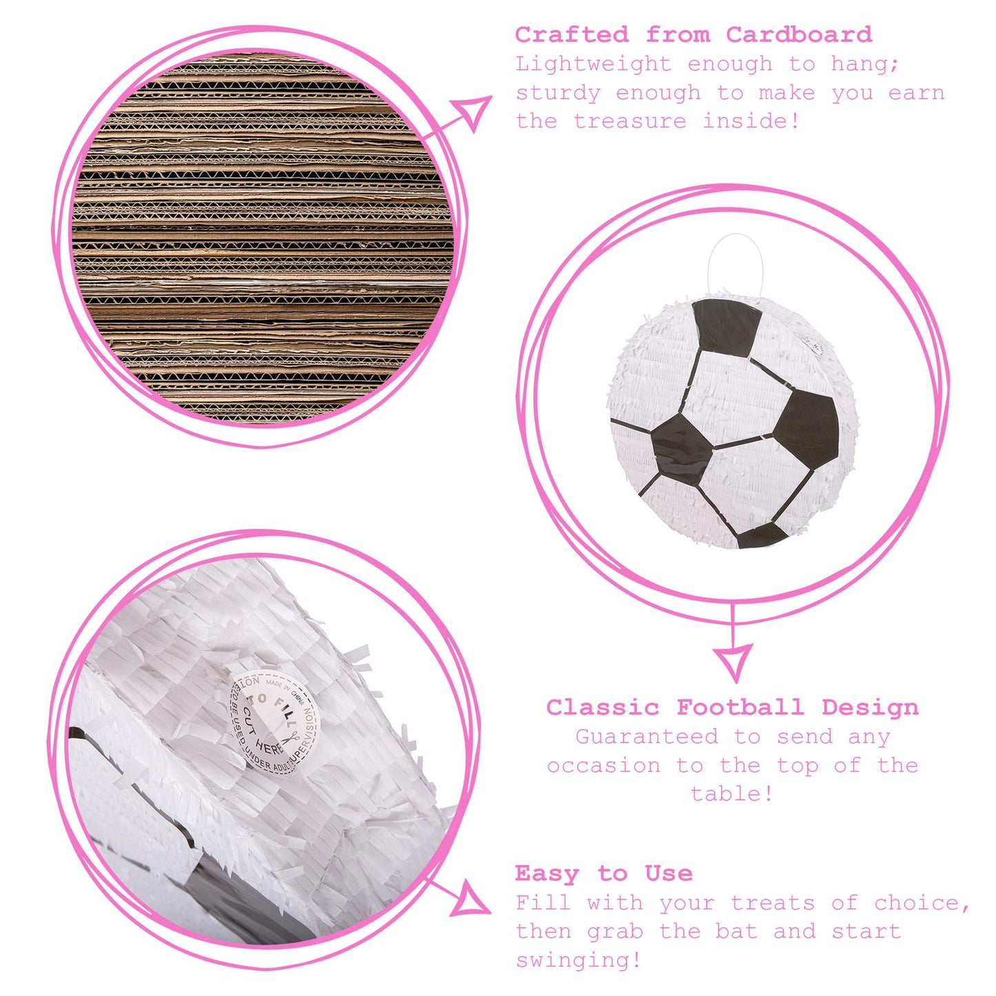 3pc Large Football Pinata Set with Stick & Blindfold
