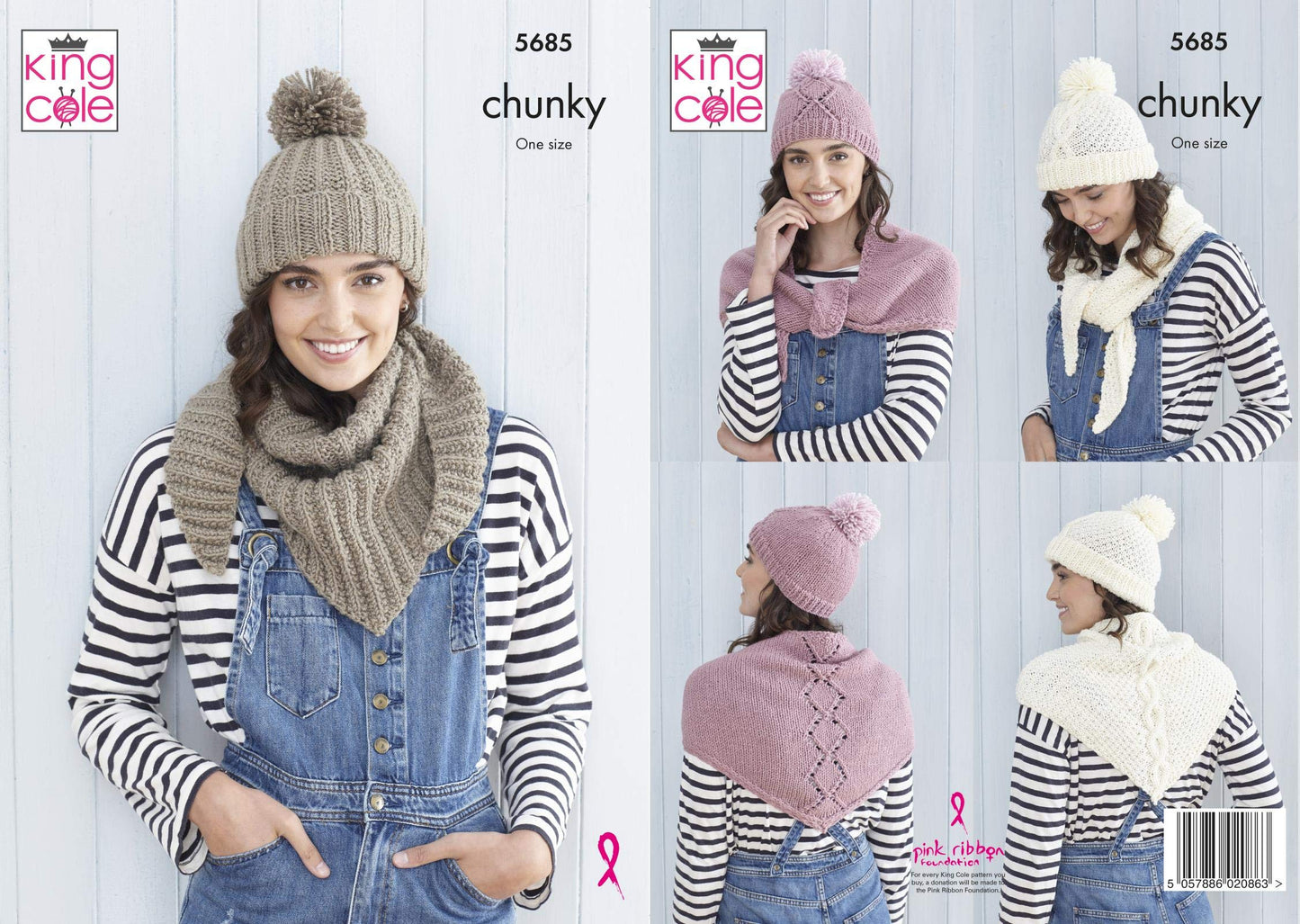 King Cole 5685 Knitting Pattern Womens Shawls and Hats in King Cole Subtle Drifter Chunky