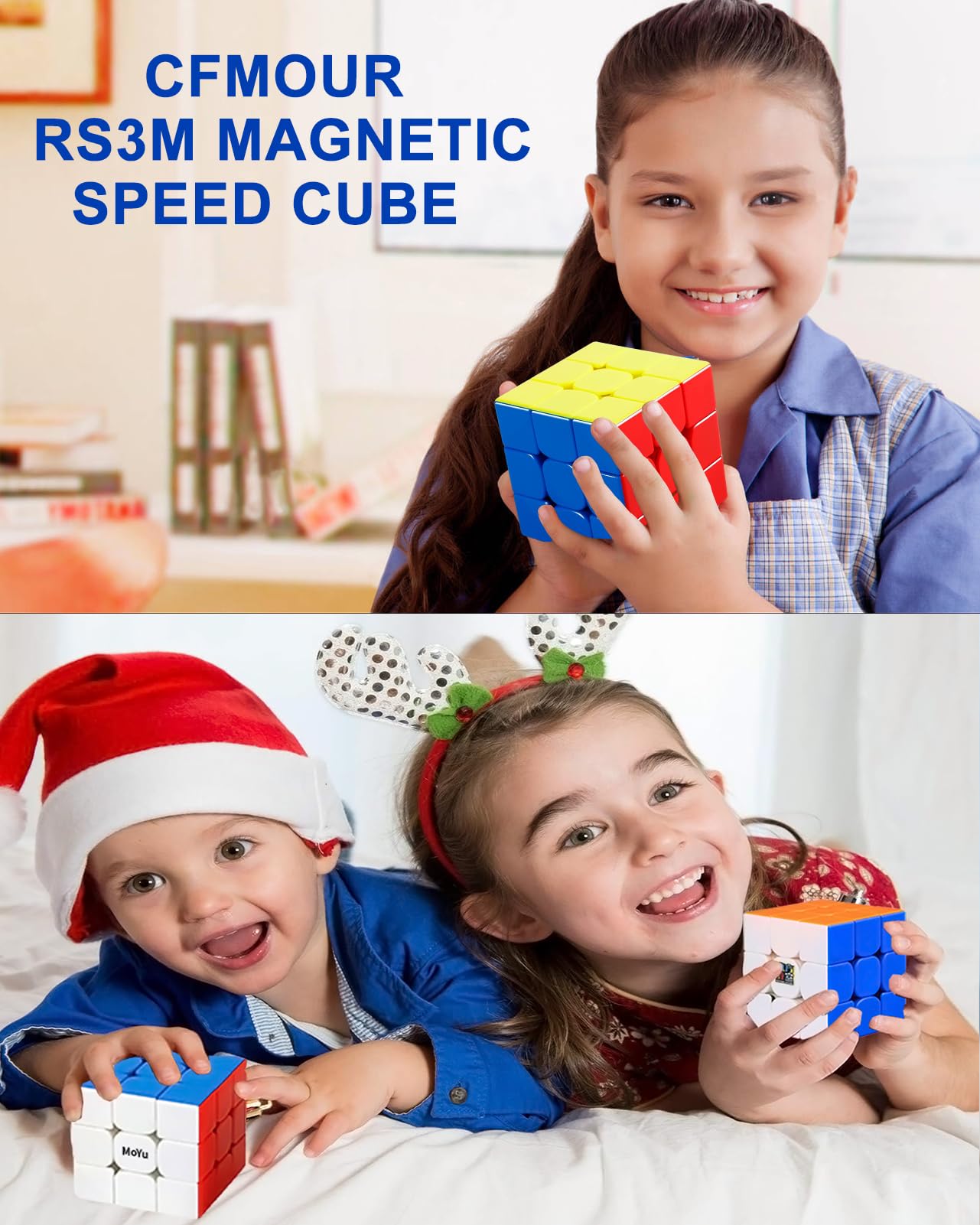 CFMOUR Magnetic Speed Cube 3x3 RS3M Stickerless – 48 Magnets, Stand Included