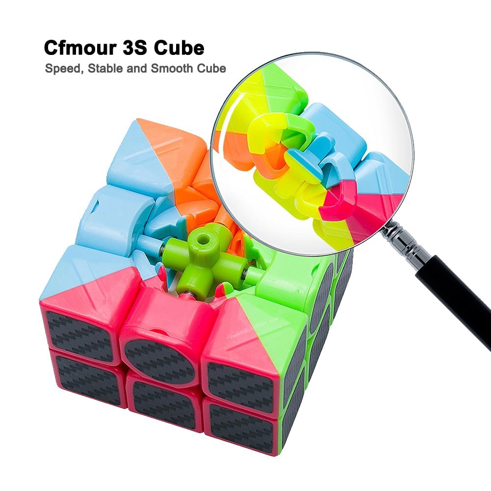 CFMOUR Original Speed Cube 3x3/4x4/5x5 – Smooth Carbon Fiber Puzzle Set