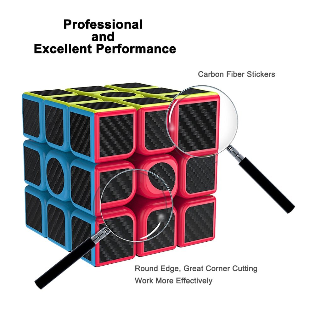 CFMOUR Original Speed Cube 3x3/4x4/5x5 – Smooth Carbon Fiber Puzzle Set