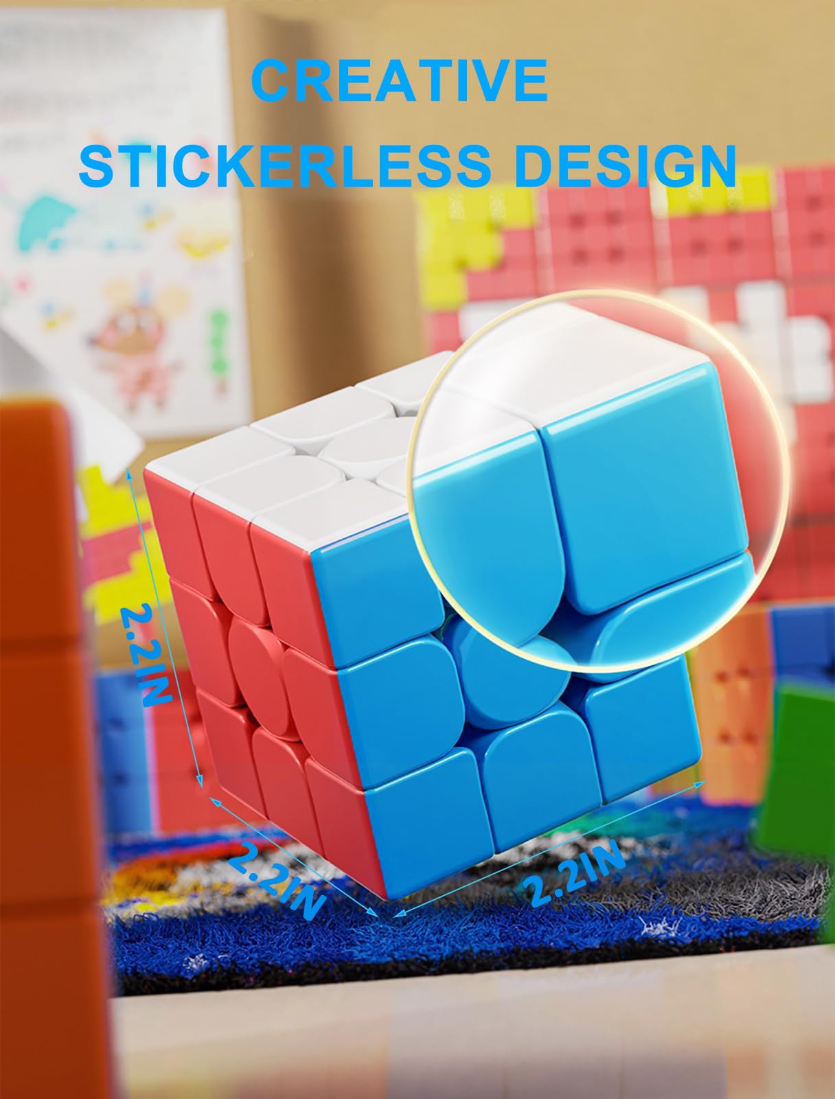 CFMOUR Speed Cube 3x3x3 – Moyu Meilong 3C Stickerless, Fast Turning