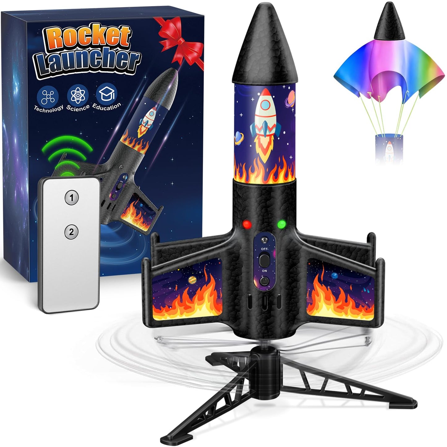 CGGSNDF Rocket Launcher for Kids — 150ft/300ft Flight, LED Night Fun, Remote Control