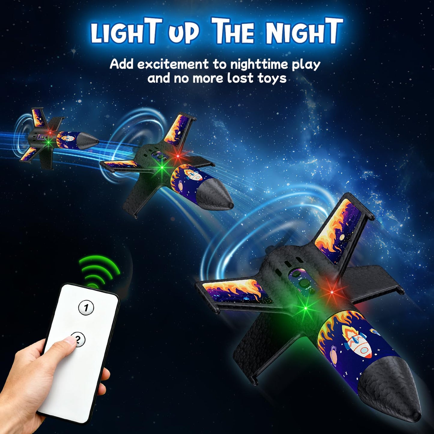 CGGSNDF Rocket Launcher for Kids — 150ft/300ft Flight, LED Night Fun, Remote Control